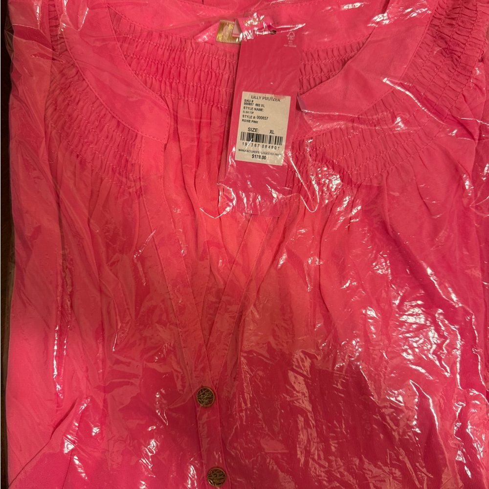 Lilly Pulitzer Elsa Silk Long sleeve top - Roxie Pink NWT $178 - Picture 8 of 8